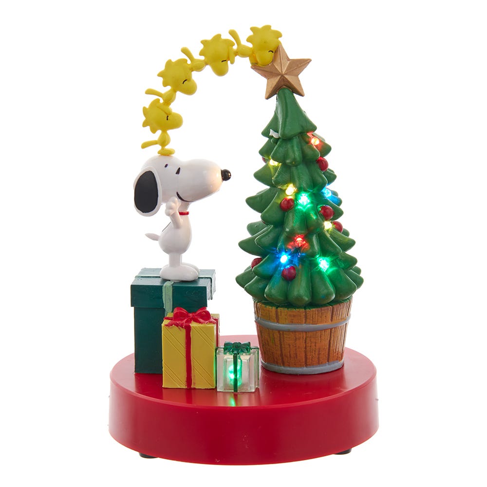 Kurt Adler Peanuts 7.7-Inch Battery-Operated Snoopy and Woodstock Light Up and Musical Tree Tablepiece